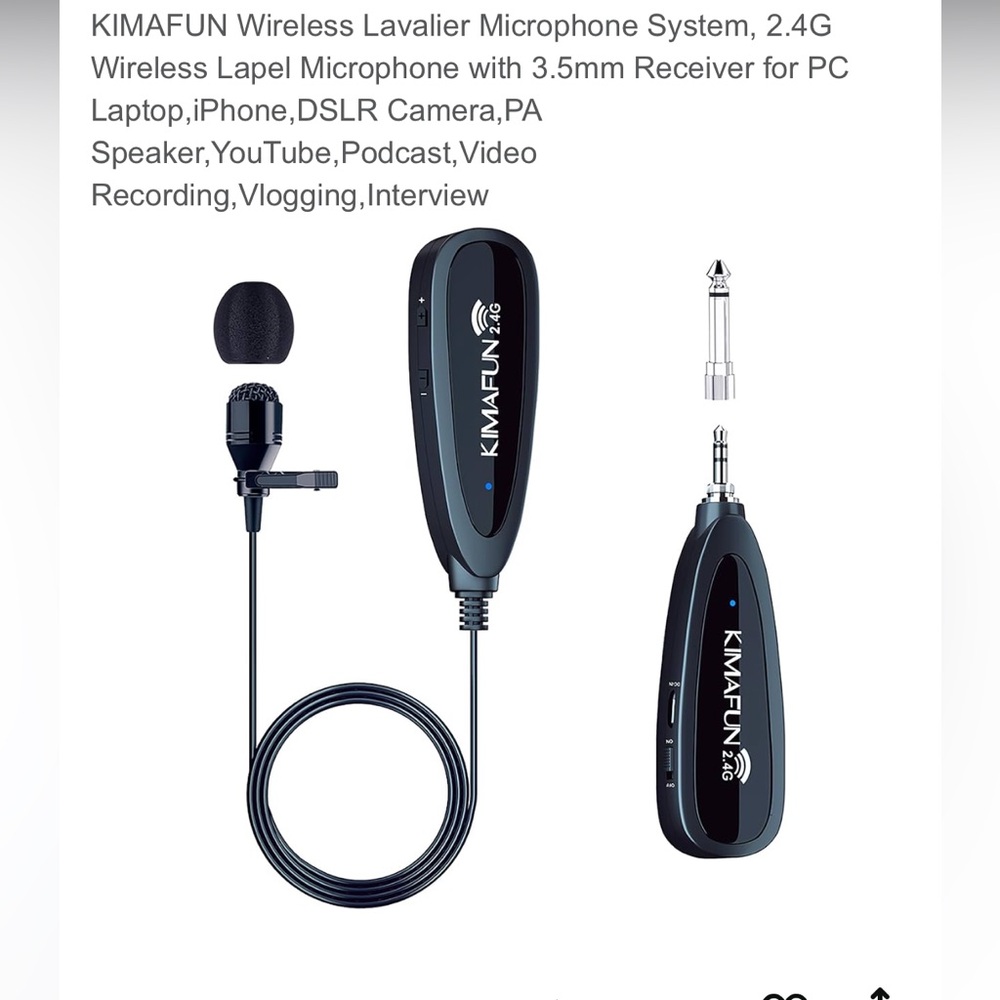 KIMAFUN Wireless Lavalier Microphone System, 2.4G Wireless Lapel Mic